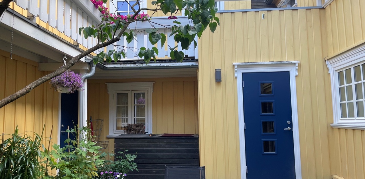 Bakgård og inngangsdør